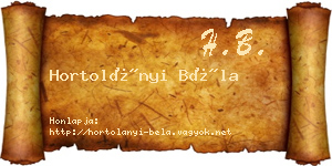 Hortolányi Béla névjegykártya